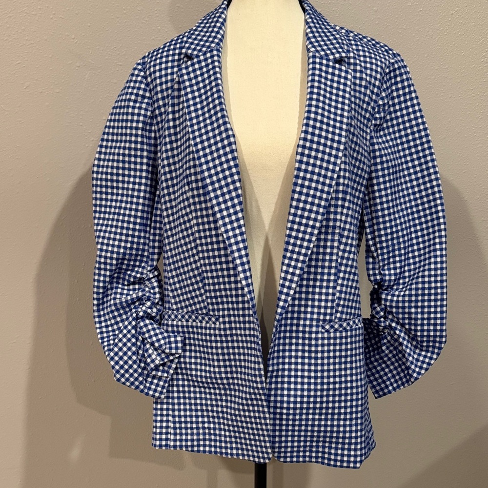 Classic Blue Gingham Women's Blazer